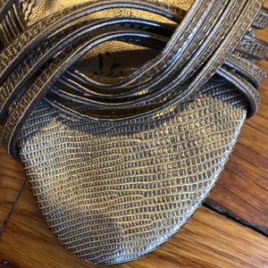 A. Marinelli gold lizard like heeled sandals